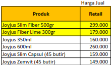 price list daftar harga retail joyjus fiber slim rei